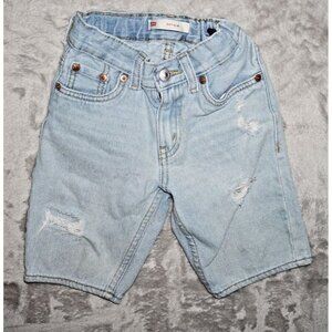 Levis 511 Slim Shorts Boy's Size 6R Denim Blue Knee Length Straight Distressed